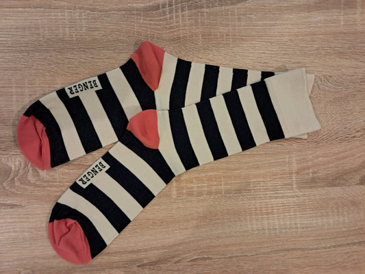 Stripe Socks - Navy & Oatmeal